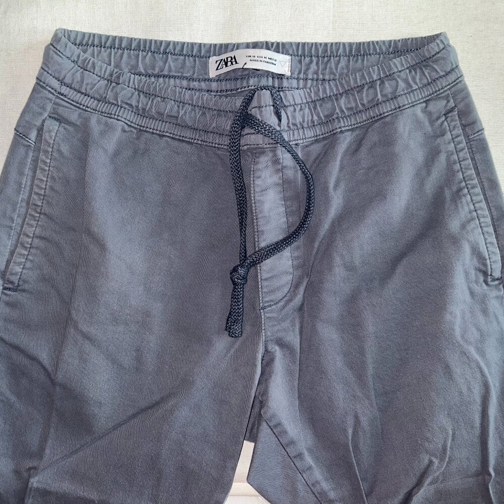 Zara Men's Casual Grey-Blue Drawstring Joggers